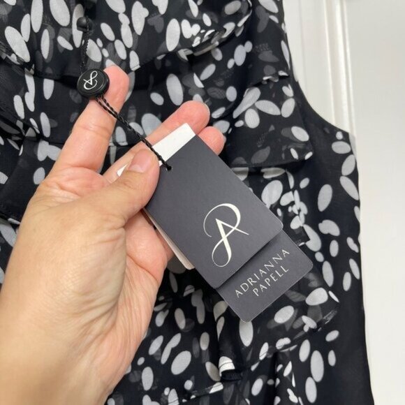 Adrianna Papell Sleeveless Black & White Tiered Ruffle Mini Dress Size 6 - Picture 6 of 11